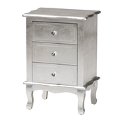 Baxton Studio Newton Classic and Traditional Silver Finsihed Wood 3-Drawer Nightstand